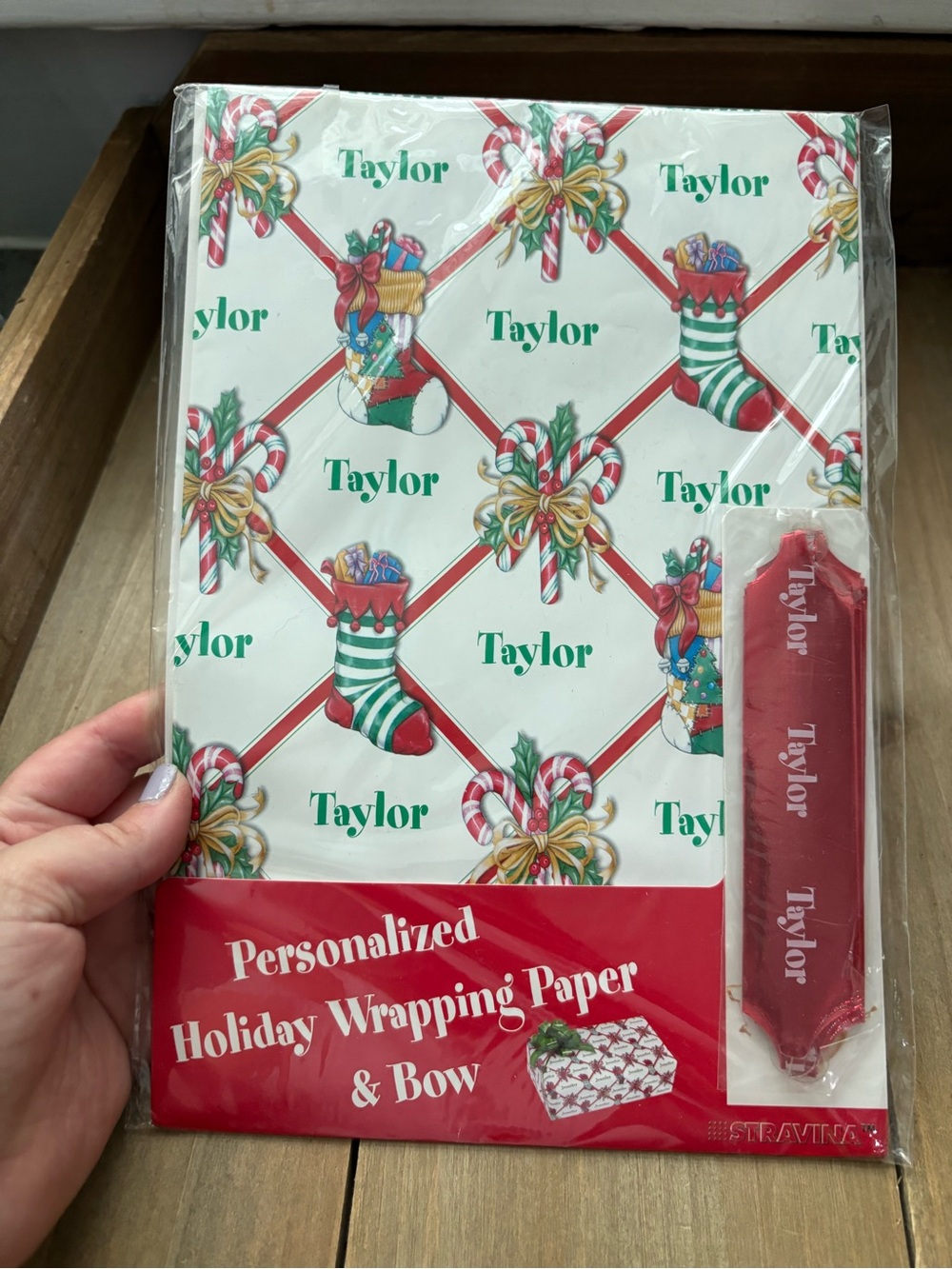 Vintage Personalized “Taylor” Holiday Wrapping Paper & Bow Set New In Package